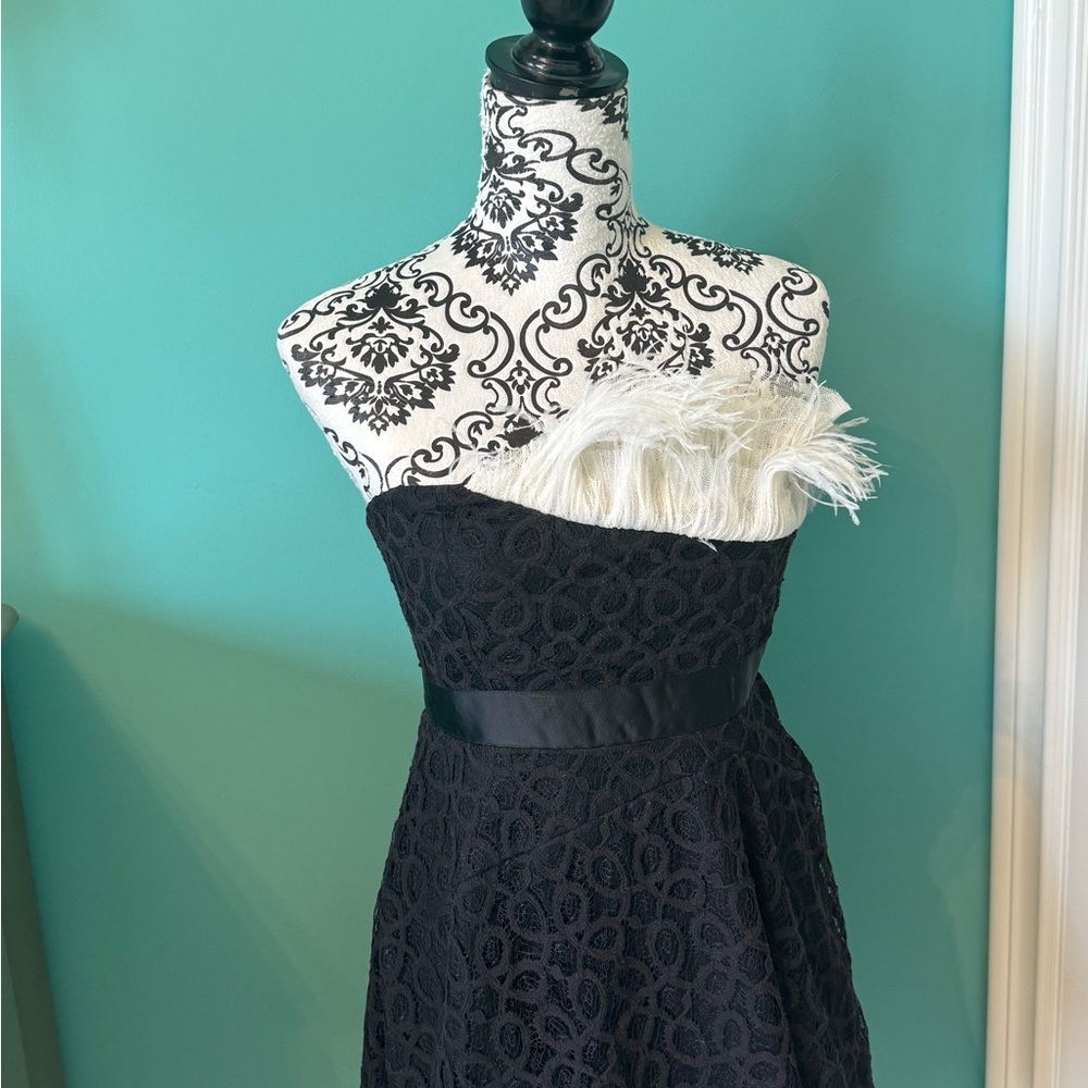 Ryu Black Lace Dress with White Pattern